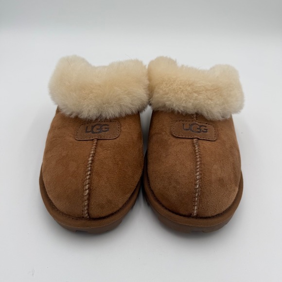 UGG Australia Coquette Women's Chestnut Suede Sheepskin Fur Lined Slippers 11 - Picture 4 of 9